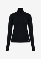 Dolce & Gabbana DG Logo Wool Turtleneck Sweater Black FXW34T JDVDC-N0000
