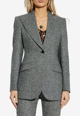 Dolce & Gabbana Single-Breasted Jacket in Dotted Wool Gray F29QGT FMBAR-S8030