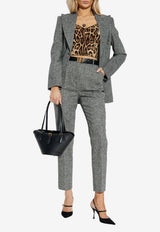 Dolce & Gabbana Single-Breasted Jacket in Dotted Wool Gray F29QGT FMBAR-S8030