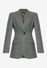 Dolce & Gabbana Single-Breasted Jacket in Dotted Wool Gray F29QGT FMBAR-S8030
