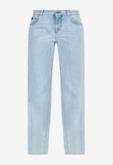 Dolce & Gabbana Logo Plaque Straight-Leg Jeans Light Blue FTDCFD G8NQ9-S9001