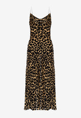 Balmain Animal Print Midi Dress Brown FF1RH055 VI33-GBA