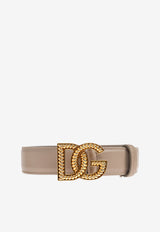 Dolce & Gabbana DG Logo Leather Belt Beige BE1663 A9S25-8I399