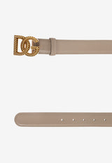 Dolce & Gabbana DG Logo Leather Belt Beige BE1663 A9S25-8I399