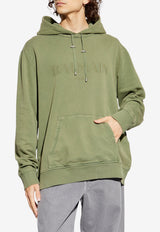 Balmain Faded Logo Hooded Sweatshirt Green FH1JT047 BC72-UIA