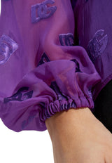 Dolce & Gabbana DG Logo Sheer Blouse with Scarf Purple F5N70T FJTBR-F0571