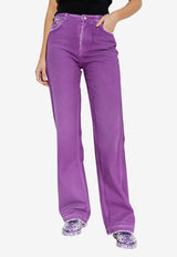 Dolce & Gabbana Logo Plaque Flared-Leg Jeans Purple FTC79D G8NO6-S9001