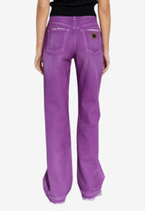 Dolce & Gabbana Logo Plaque Flared-Leg Jeans Purple FTC79D G8NO6-S9001