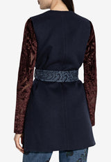 Etro Belted Wool Long Waistcoat Vest Navy WRDA0018 99TJB37-B3895