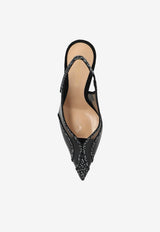 Gianvito Rossi Brenda 95 Crystal Embellished Slingback Mesh Pumps Black G95512 95RIC-CGSBLFU