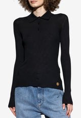 Dolce & Gabbana Ribbed Cashmere Polo Sweater Black FXZ27T JBW0G-N0000
