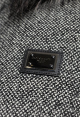 Dolce & Gabbana Logo Plaque Herringbone Wool Coat with Hood Gray F9S84T FMZAU-S8030