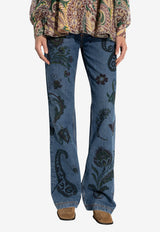Etro Paisley Print Flared-Leg Jeans Blue WRNB0029 AKC92-S9880