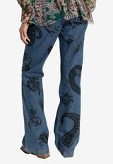 Etro Paisley Print Flared-Leg Jeans Blue WRNB0029 AKC92-S9880