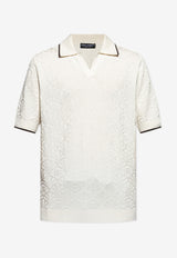 Dolce & Gabbana Jacquard Knit Silk Polo T-shirt Cream GXZ78T JBSM2-W0001