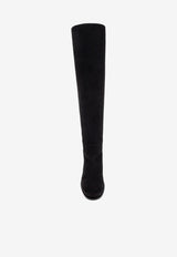 Dolce & Gabbana DG Logo Over-the-Knee Boots in Suede Black CU1217 A1275-80999