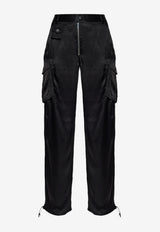 GANNI Mid-Rise Wide-Leg Cargo Pants Black W0808 6676-099