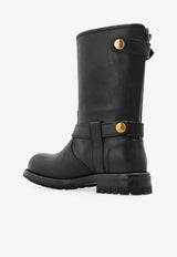 Dolce & Gabbana Bernini Mid-Calf Leather Biker Boots Black CT1081 AW352-80999