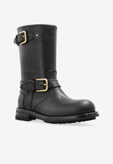 Dolce & Gabbana Bernini Mid-Calf Leather Biker Boots Black CT1081 AW352-80999