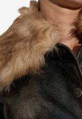 Dolce & Gabbana Vintage Leather Jacket with Detachable Fur Collar Brown F9S70L HULXW-M0674