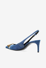 Dolce & Gabbana Lollo 60 Denim Patchwork Slingback Pumps Blue CG0948 AN624-8C609