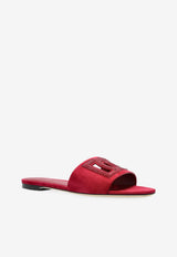 Dolce & Gabbana Bianca DG Rhinestone Flat Sandals Red CQ0666 AV148-8G305