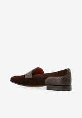 Dolce & Gabbana DG Classic Suede and Alligator Nappa Loafers Brown A50717 A2E22-8M157