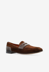 Dolce & Gabbana DG Classic Suede and Alligator Nappa Loafers Brown A50717 A2E22-8M157