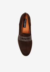 Dolce & Gabbana DG Classic Suede and Alligator Nappa Loafers Brown A50717 A2E22-8M157