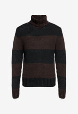 Dolce & Gabbana Striped Wool Turtleneck Sweater Brown GXW68T JGMBP-N9869
