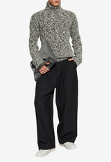 Dolce & Gabbana Wool Tweed Turtleneck Sweater Gray GXW37T JFMIK-S0991