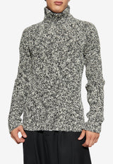 Dolce & Gabbana Wool Tweed Turtleneck Sweater Gray GXW37T JFMIK-S0991