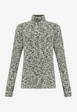 Dolce & Gabbana Wool Tweed Turtleneck Sweater Gray GXW37T JFMIK-S0991