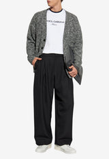 Dolce & Gabbana V-neck Wool Tweed Cardigan Gray GXVE6T JGMC5-S0991