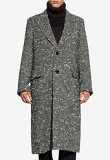 Dolce & Gabbana Herringbone Wool Long Coat Gray G052WT FCMC6-S8030