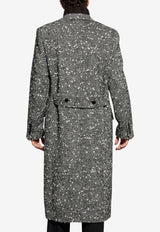 Dolce & Gabbana Herringbone Wool Long Coat Gray G052WT FCMC6-S8030