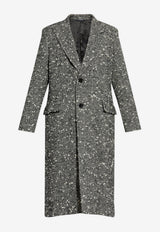 Dolce & Gabbana Herringbone Wool Long Coat Gray G052WT FCMC6-S8030