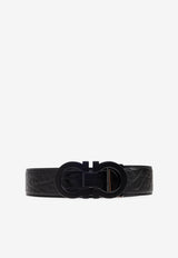 Ferragamo Gancini Reversible Leather Belt Black 679535 DOUBLE ADJUS 788944-NERO