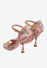 Keira 105 Satin Sandals with Little Flowers Print