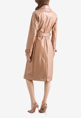 Coated Faux Leather Trench Coat