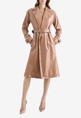 Coated Faux Leather Trench Coat