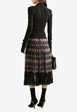 Small Flower Bouquets-Print Pleated Chiffon Skirt