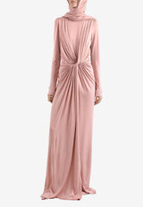 Maxi Dress with Front Draped-Knot