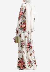 Flower Bouquet-Print Charmeuse Dress