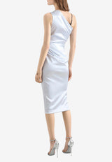One-Shoulder Dress in Stretch Satin