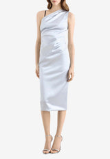 One-Shoulder Dress in Stretch Satin