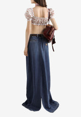 Poplin Top with Small Rose-Print