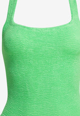 Square-Neck Crinkled One-Piece Swimsuit