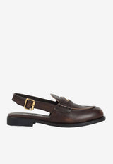 Slingback Penny Calf Leather Loafers