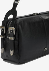 PINKO Medium Keeper Shoulder Bag in Calf Leather Black 106676A2JGZ99O_f848581e-0ded-4220-98c8-3186d8474027